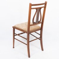 Aesthetic Movement Walnut Lyre Back Bedroom or Side Chair with Button Seat - Thumbnail 14