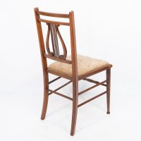 Aesthetic Movement Walnut Lyre Back Bedroom or Side Chair with Button Seat - Thumbnail 16