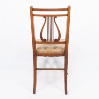 Aesthetic Movement Walnut Lyre Back Bedroom or Side Chair with Button Seat - Thumbnail 15