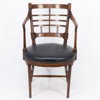 After a Design by E. W. Godwin. A Jacobean or Old English Aesthetic Movement Oak Armchair - Thumbnail 2
