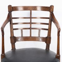 After a Design by E. W. Godwin. A Jacobean or Old English Aesthetic Movement Oak Armchair - Thumbnail 8