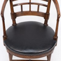 After a Design by E. W. Godwin. A Jacobean or Old English Aesthetic Movement Oak Armchair - Thumbnail 12