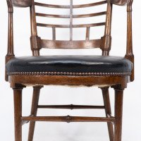 After a Design by E. W. Godwin. A Jacobean or Old English Aesthetic Movement Oak Armchair - Thumbnail 14