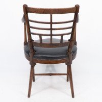 After a Design by E. W. Godwin. A Jacobean or Old English Aesthetic Movement Oak Armchair - Thumbnail 18