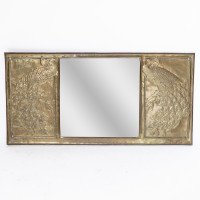 An Aesthetic Movement Brass Mirror with Stylized Peacocks Perched on a Branch - Thumbnail 2