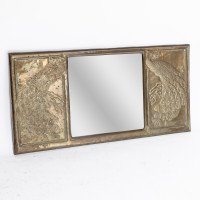 Aesthetic Movement Brass Mirror with Stylised Peacocks Perched on a Branch