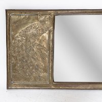 Aesthetic Movement Brass Mirror with Stylised Peacocks Perched on a Branch - Thumbnail 4