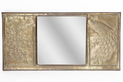 An Aesthetic Movement Brass Mirror with Stylized Peacocks Perched on a Branch - Thumbnail 3