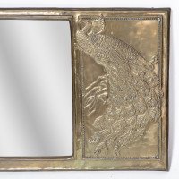 An Aesthetic Movement Brass Mirror with Stylized Peacocks Perched on a Branch - Thumbnail 8