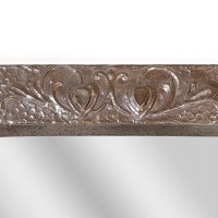 Arts & Crafts copper mirror with stylised decoration and flower heads - Thumbnail 5