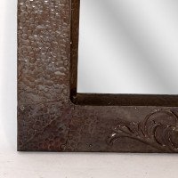 Arts & Crafts copper mirror with stylised decoration and flower heads - Thumbnail 13