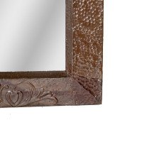 Arts & Crafts copper mirror with stylised decoration and flower heads - Thumbnail 10