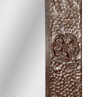Arts & Crafts copper mirror with stylised decoration and flower heads - Thumbnail 9