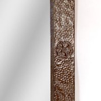 Arts & Crafts copper mirror with stylised decoration and flower heads - Thumbnail 8