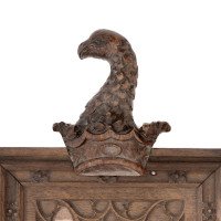A Gothic Revival Oak Mirror Surmounted with a Carved Eagle to the Top - Thumbnail 2