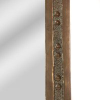 An Arts & Crafts brass mirror with floral and bead decorations - Thumbnail 5