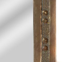 An Arts & Crafts brass mirror with floral and bead decorations - Thumbnail 7