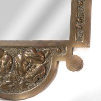 An Arts & Crafts brass mirror with floral and bead decorations - Thumbnail 8