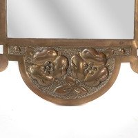 An Arts & Crafts brass mirror with floral and bead decorations - Thumbnail 9