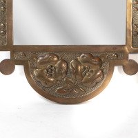 An Arts & Crafts brass mirror with floral and bead decorations - Thumbnail 10