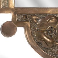 An Arts & Crafts brass mirror with floral and bead decorations - Thumbnail 11