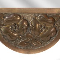 An Arts & Crafts brass mirror with floral and bead decorations - Thumbnail 12