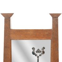 Liberty & Co., attributed. Arts & Crafts Wall Mirror with an Engraved Flower to the Glass - Thumbnail 4