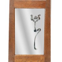 Liberty & Co., attributed. Arts & Crafts Wall Mirror with an Engraved Flower to the Glass - Thumbnail 7