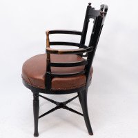 E. W. Godwin, Style Of, anglo-Japanese Ebonised Armchair with Leather Seat - Thumbnail 5