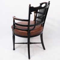 E. W. Godwin, Style Of, anglo-Japanese Ebonised Armchair with Leather Seat - Thumbnail 20