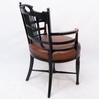 E. W. Godwin, Style Of, anglo-Japanese Ebonised Armchair with Leather Seat - Thumbnail 18