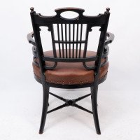 E. W. Godwin, Style Of, anglo-Japanese Ebonised Armchair with Leather Seat - Thumbnail 19