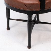 E. W. Godwin, Style Of, anglo-Japanese Ebonised Armchair with Leather Seat - Thumbnail 16