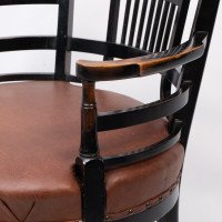E. W. Godwin, Style Of, anglo-Japanese Ebonised Armchair with Leather Seat - Thumbnail 13