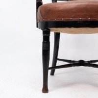 E. W. Godwin, Style Of, anglo-Japanese Ebonised Armchair with Leather Seat - Thumbnail 14