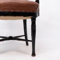E. W. Godwin, Style Of, anglo-Japanese Ebonised Armchair with Leather Seat - Thumbnail 15