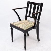 Morris & Co. Arts & Crafts Beech Armchair with Morris Fabric Seat - Thumbnail 3