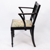 Morris & Co. Arts & Crafts Beech Armchair with Morris Fabric Seat - Thumbnail 4