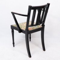 Morris & Co. Arts & Crafts Beech Armchair with Morris Fabric Seat - Thumbnail 19