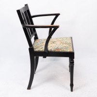 Morris & Co. Arts & Crafts Beech Armchair with Morris Fabric Seat - Thumbnail 5