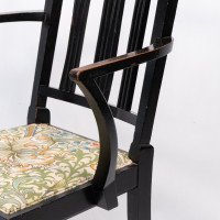 Morris & Co. Arts & Crafts Beech Armchair with Morris Fabric Seat - Thumbnail 10