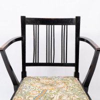 Morris & Co. Arts & Crafts Beech Armchair with Morris Fabric Seat - Thumbnail 6