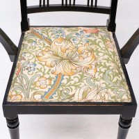 Morris & Co. Arts & Crafts Beech Armchair with Morris Fabric Seat - Thumbnail 9