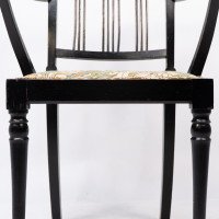 Morris & Co., attributed. An Arts & Crafts Beech Armchair with Morris Fabric Seat - Thumbnail 12