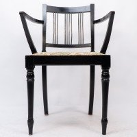 Morris & Co., attributed. An Arts & Crafts Beech Armchair with Morris Fabric Seat - Thumbnail 11