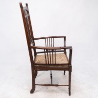 Henry Batley ( attributed. ). An Aesthetic Movement Mahogany Armchair - Thumbnail 5