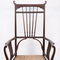 Henry Batley Attributed, Aesthetic Movement Mahogany Armchair - Thumbnail 6