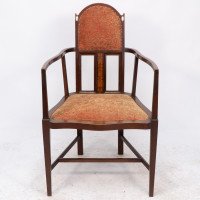 G. M. Ellwood for J. S. Henry. Arts & Crafts Armchair with Mother-of-pearl Inlay - Thumbnail 2
