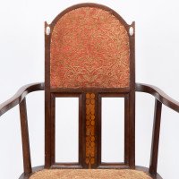 G. M. Ellwood for J. S. Henry. Arts & Crafts Armchair with Mother-of-pearl Inlay - Thumbnail 6