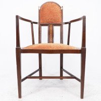 G. M. Ellwood for J. S. Henry. Arts & Crafts Armchair with Mother-of-pearl Inlay - Thumbnail 14